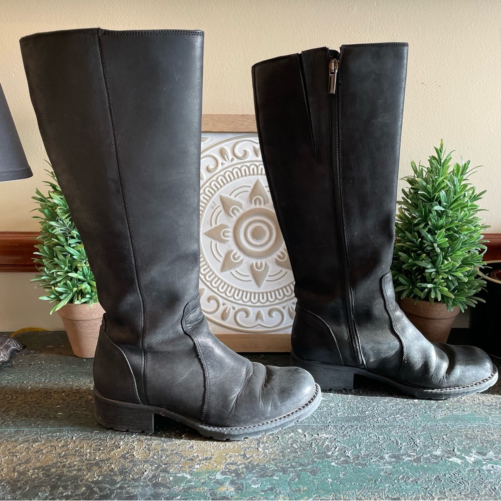 Clarks Black Leather Knee High Boots